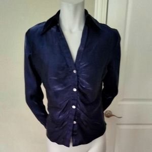 Cavier timeless button up silk dark blue shirt